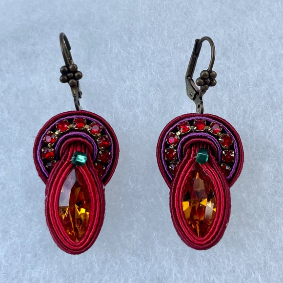 Sundance Dori Csengeri artisan silk cords, crystal and glass beaded Earrings - Picture 1 of 2